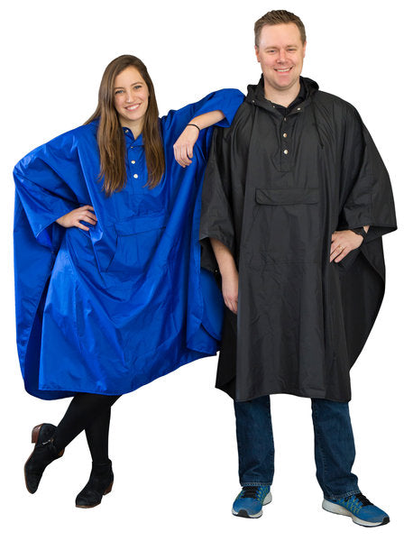 Hide-Away Poncho: Blue & Black