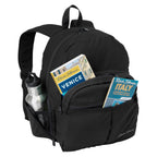 black microfiber day pack packed