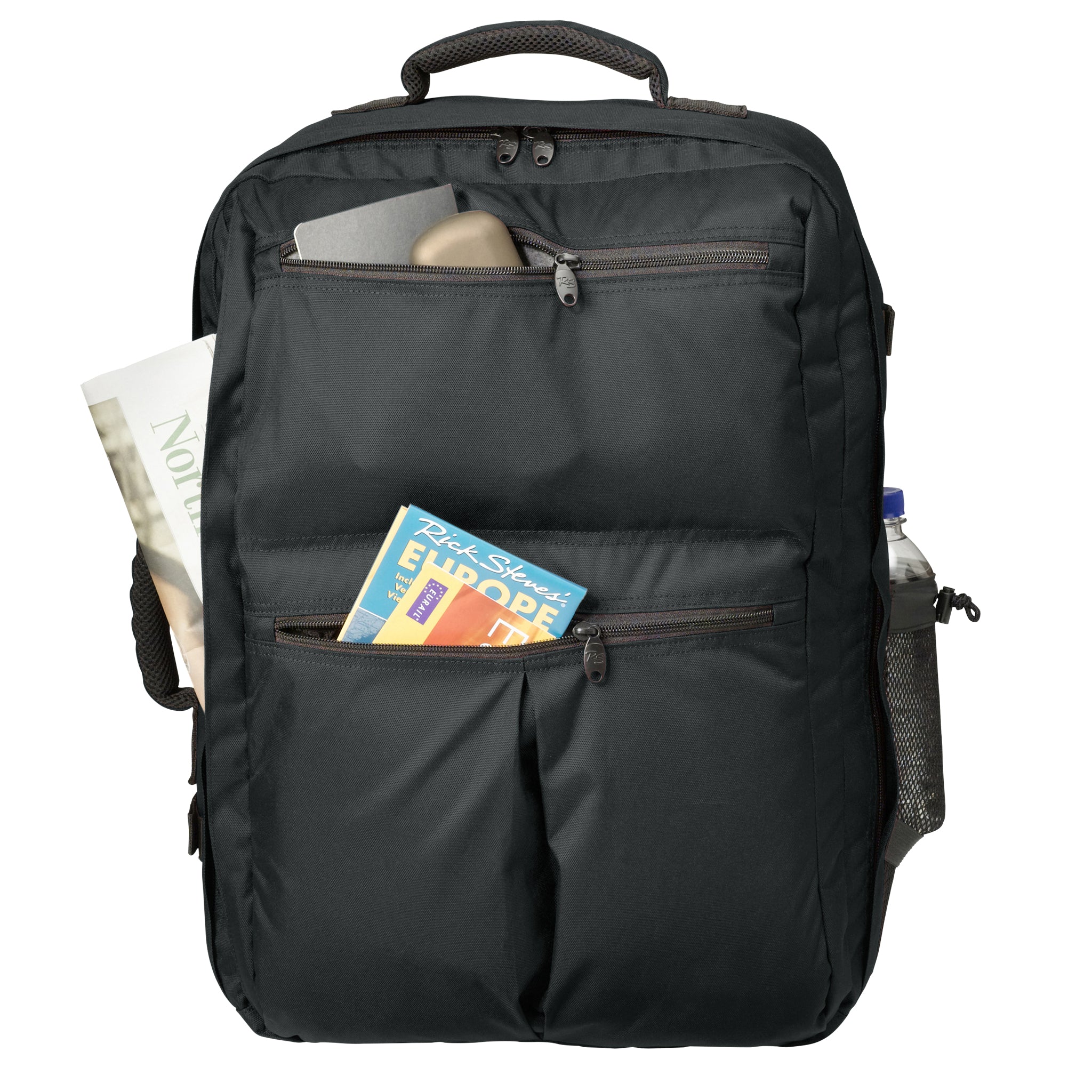 black carry on backpack front pockets