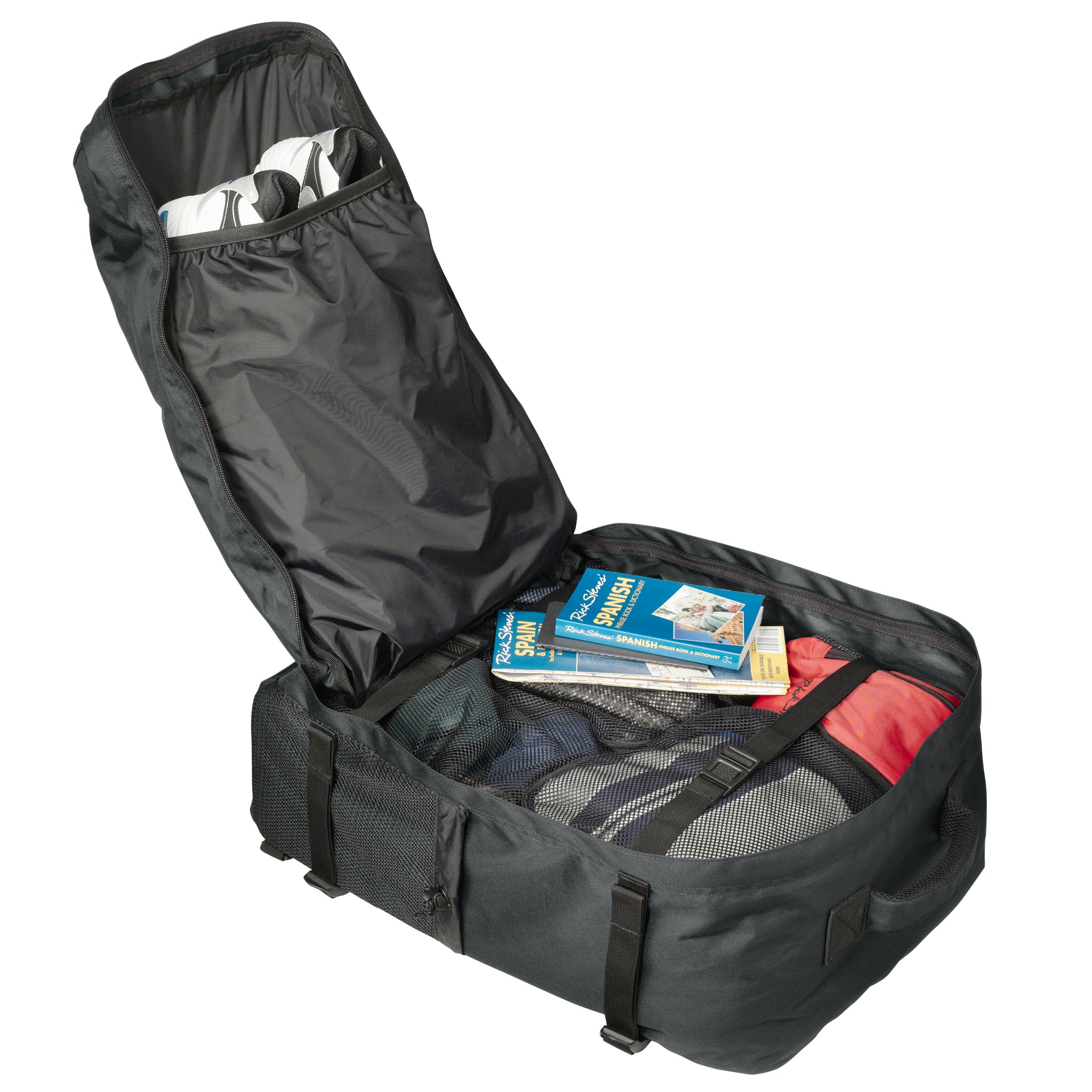 Graphite open interior carry on backpack