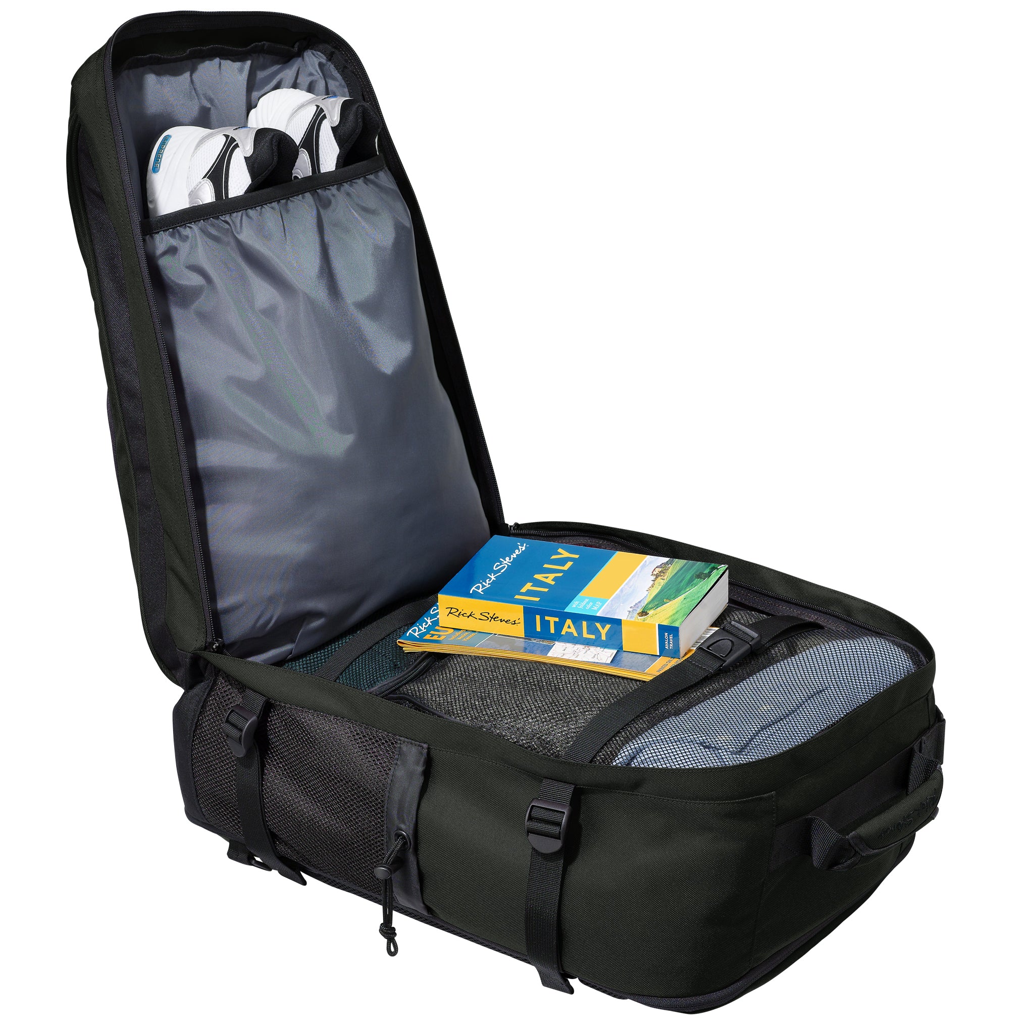 black convertible carry on inside