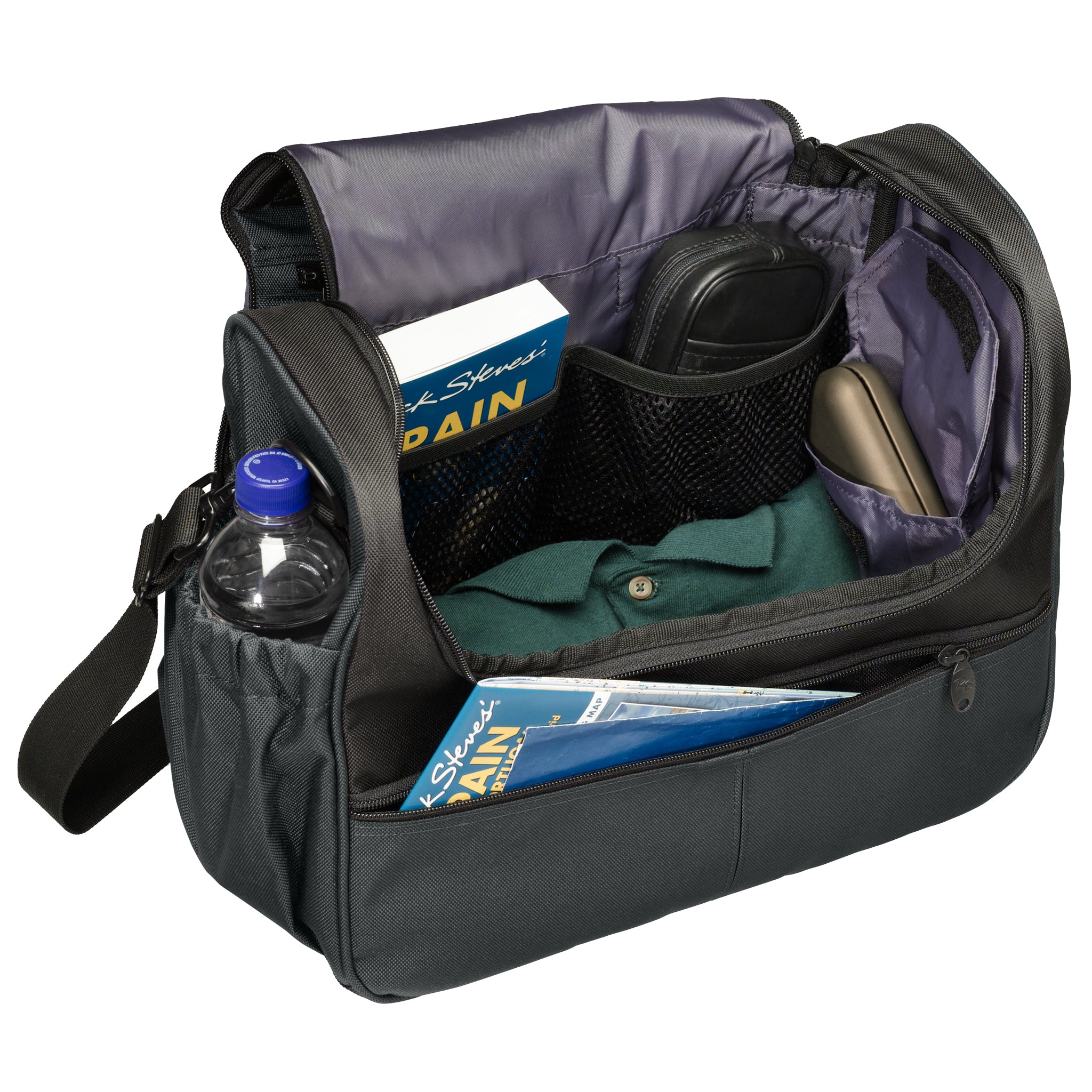 graphite euro flight bag with open compartment