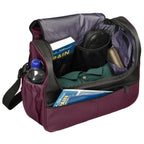 plum euro flight bag open inside