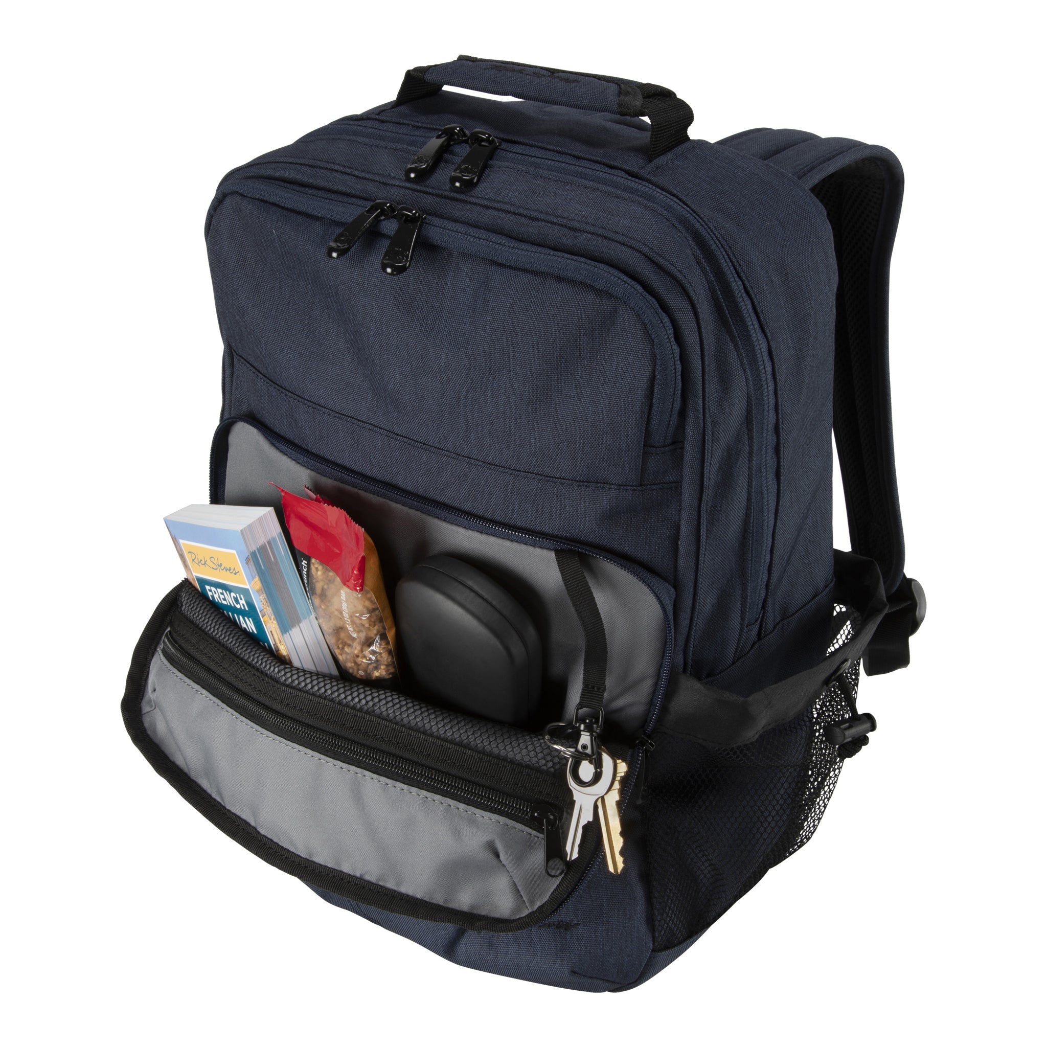 heather navy oslo backpack pocket
