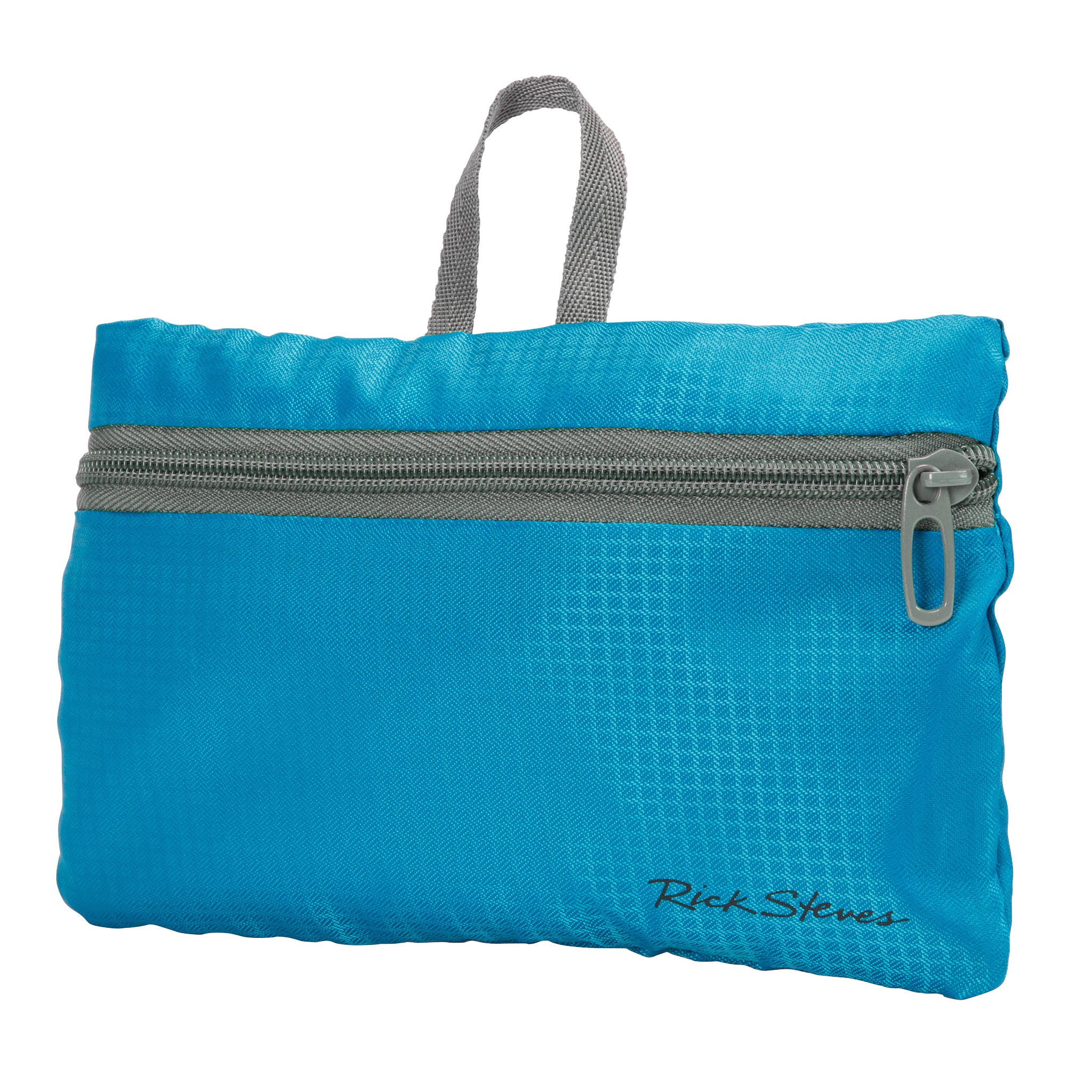 Rick Steves Packable Tote, turquoise color, pocket, pouch