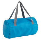 Rick Steves Packable Duffel Bag, turquoise color, back view