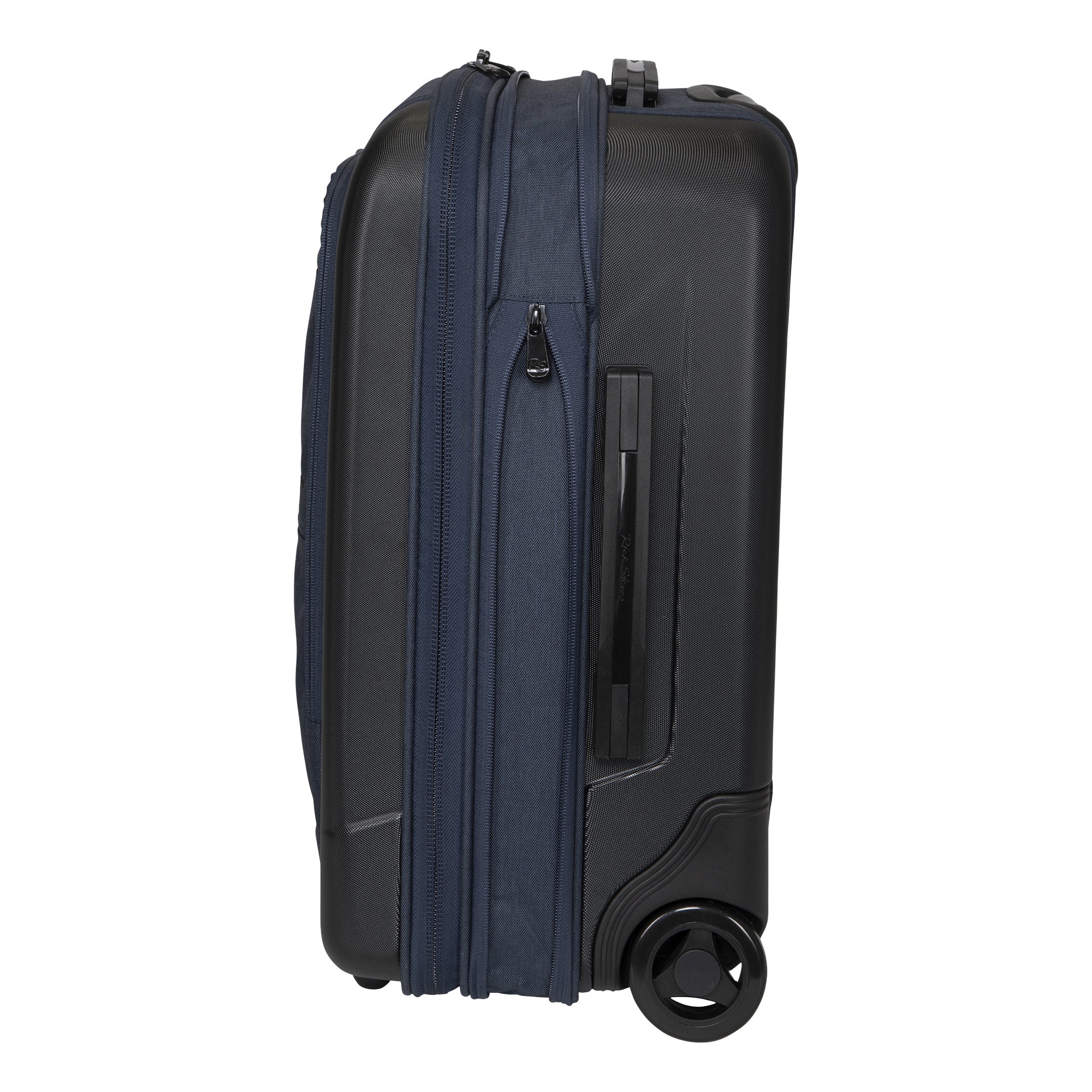 heather navy riga carry on expanded side