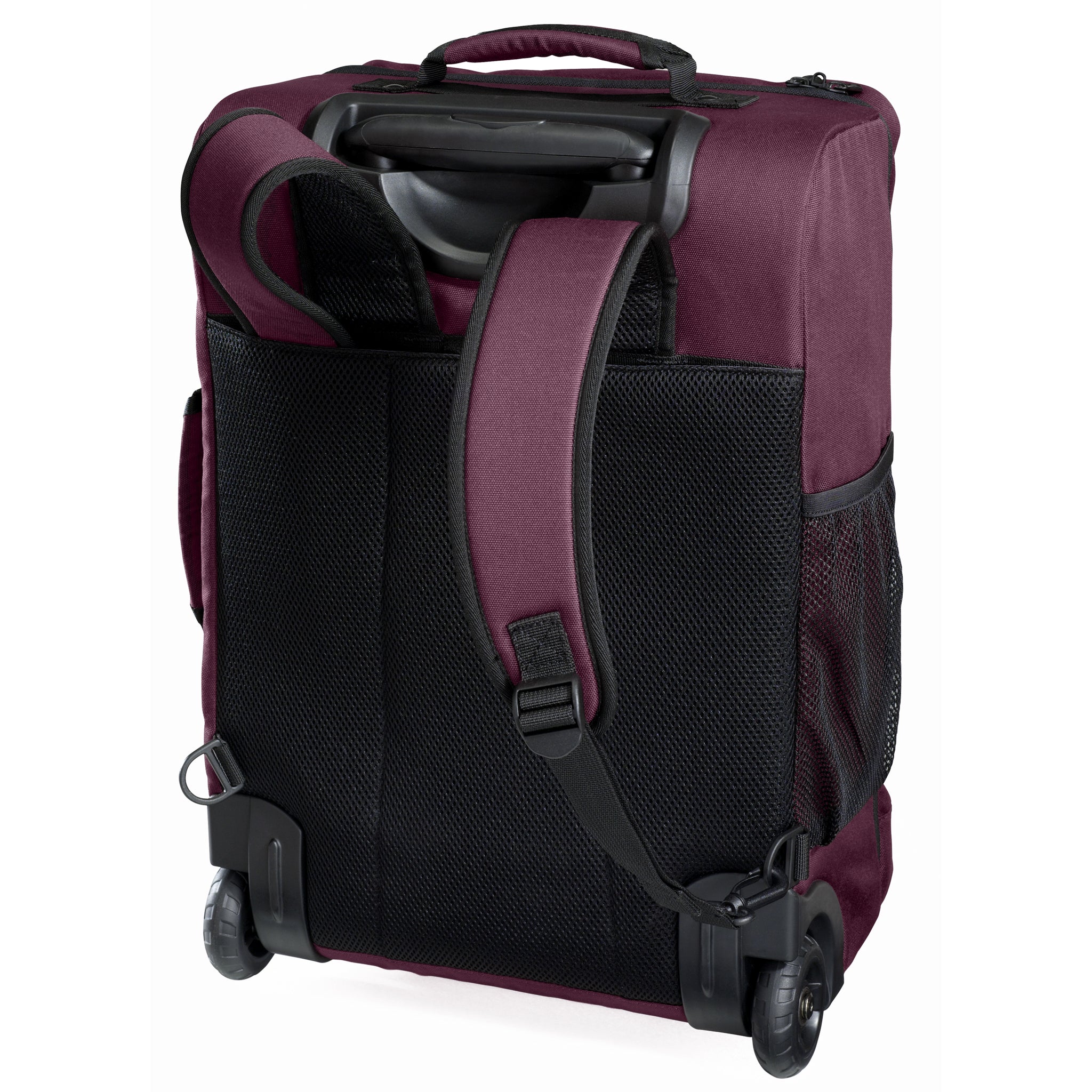 plum rolling backpack straps