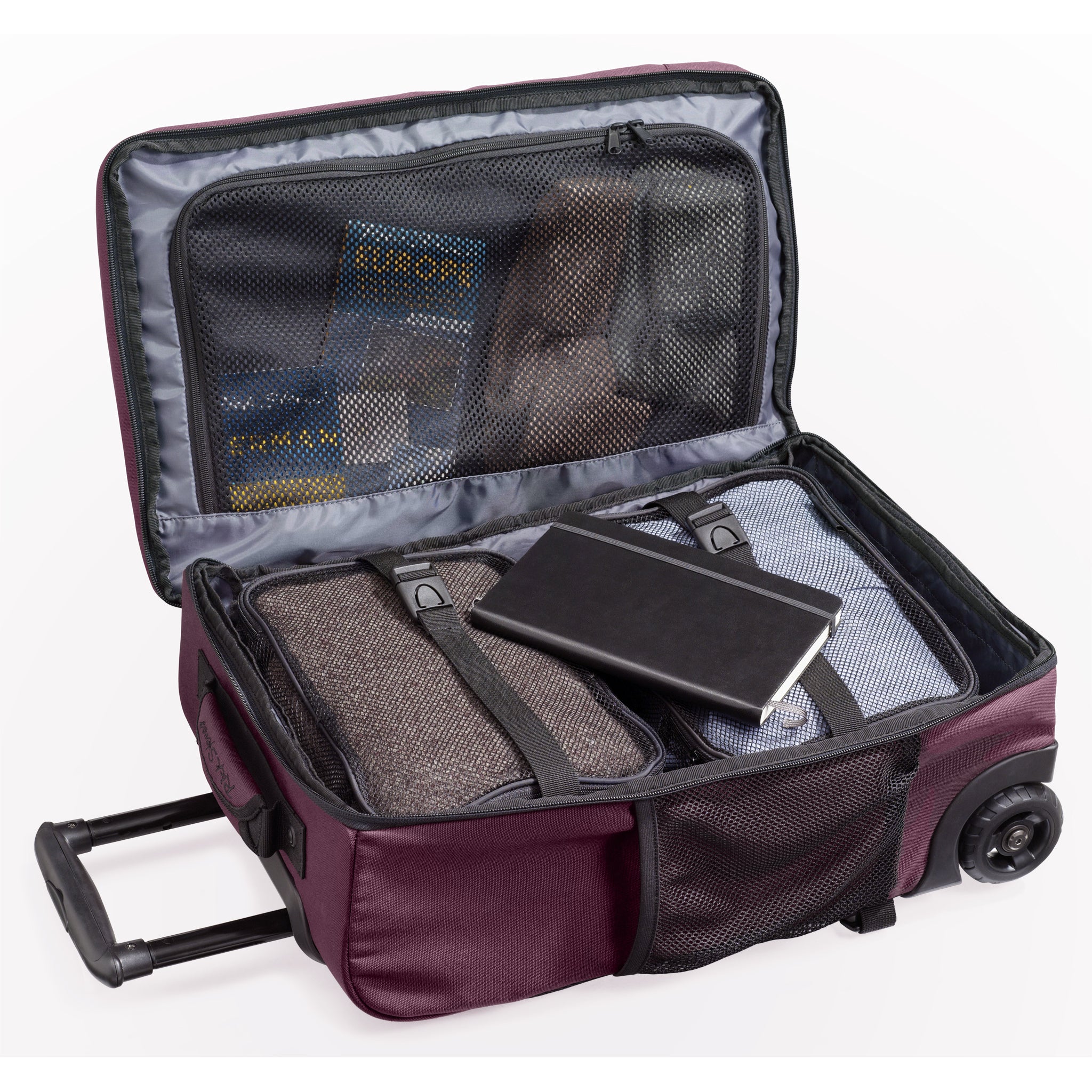 plum rolling backpack interior