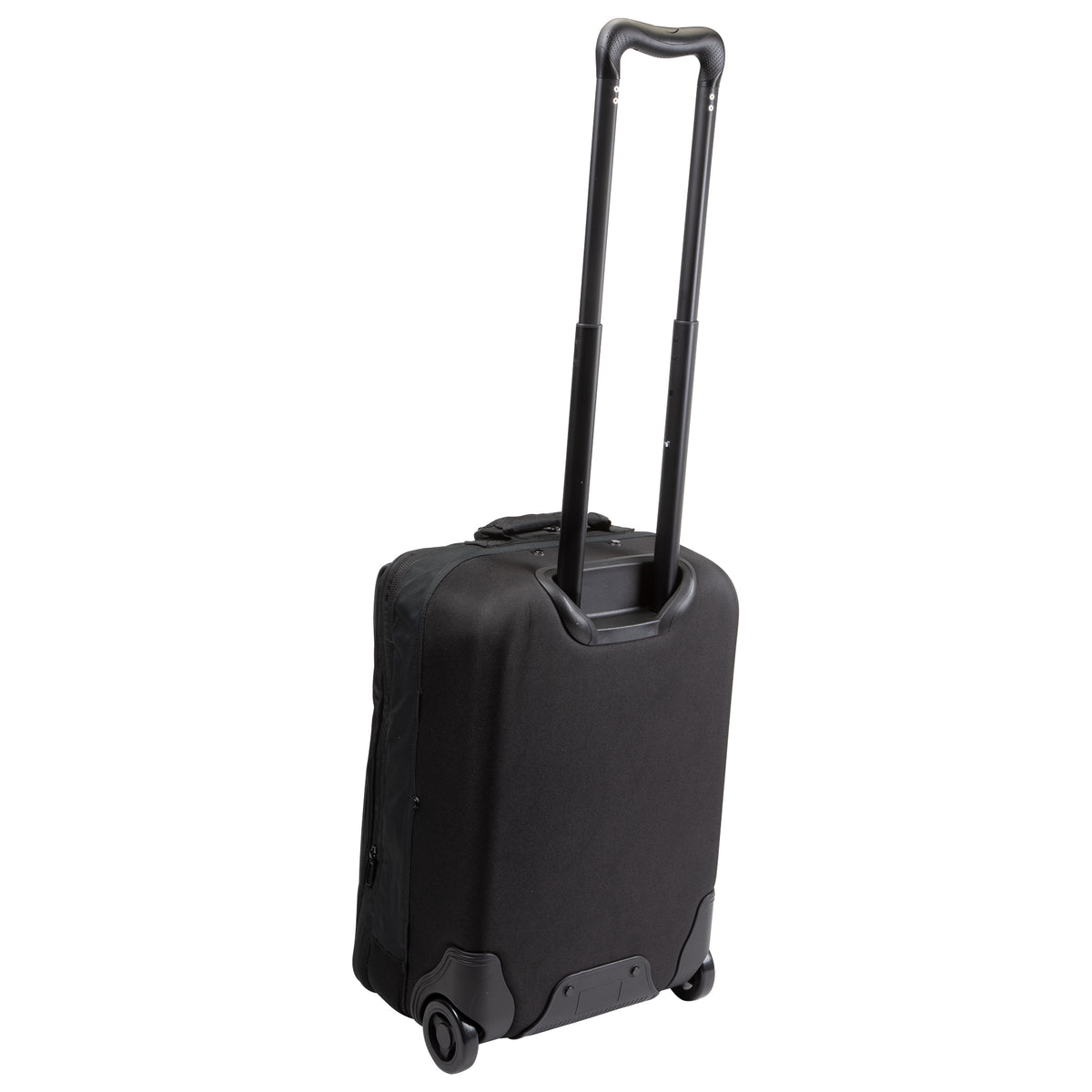 black rolling carry on handle back