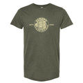 Vintage Rick Steves T-shirt, heather green - Front, original Europe Through the Back Door logo | Small , Medium , Large , Extra Large , 2XL