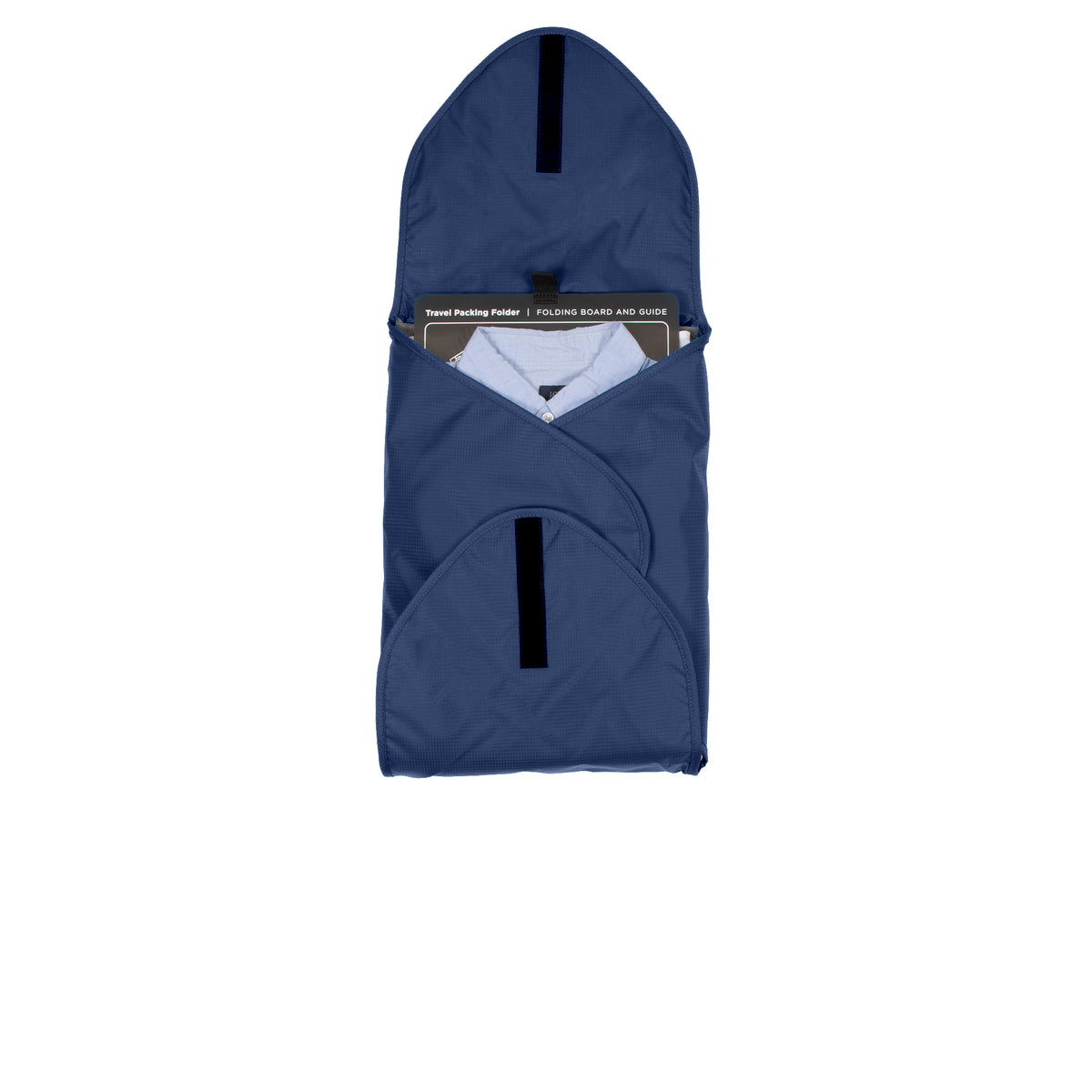 dark navy folder 3 flaps shut