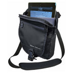 black crossbody purse open