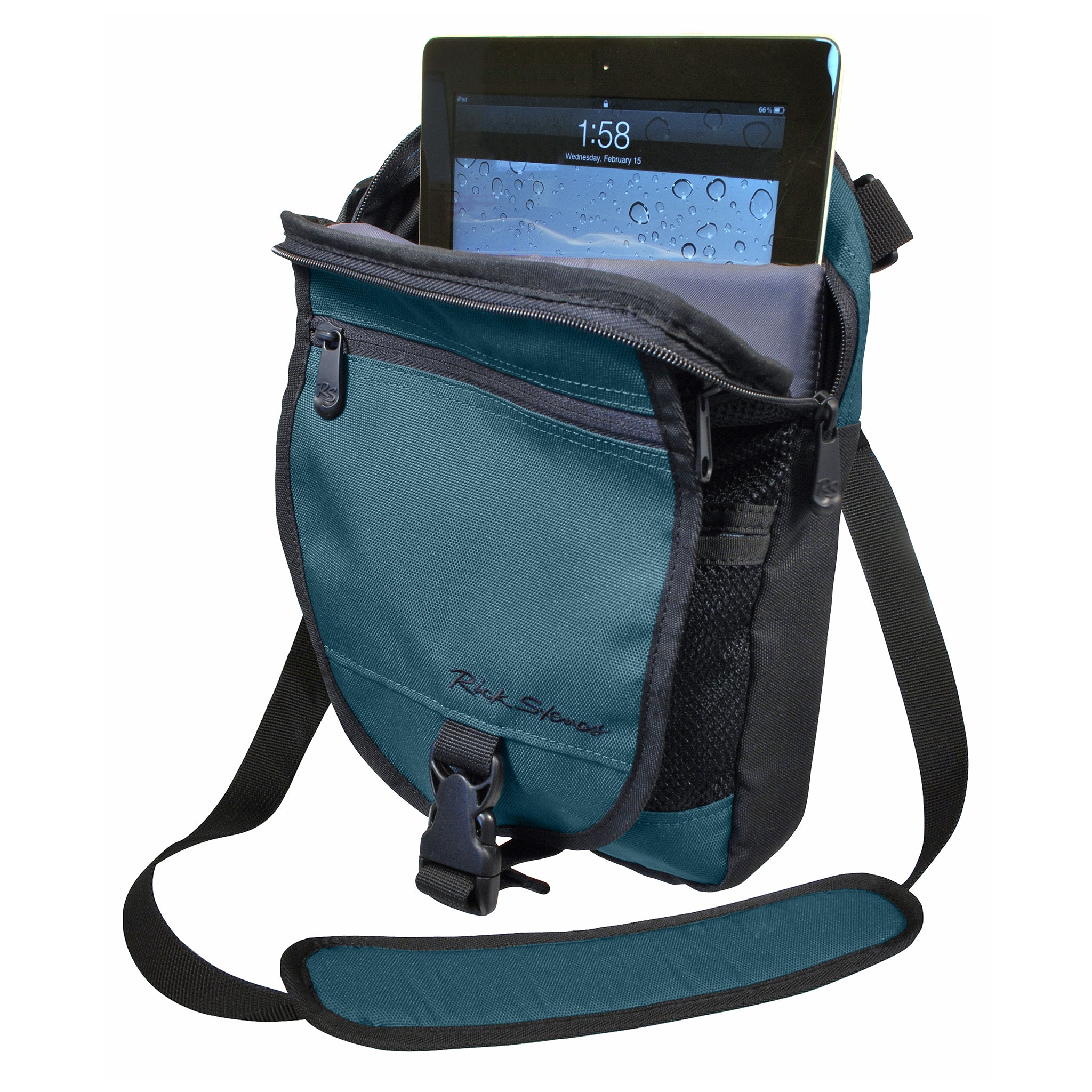 blue spruce crossbody purse open
