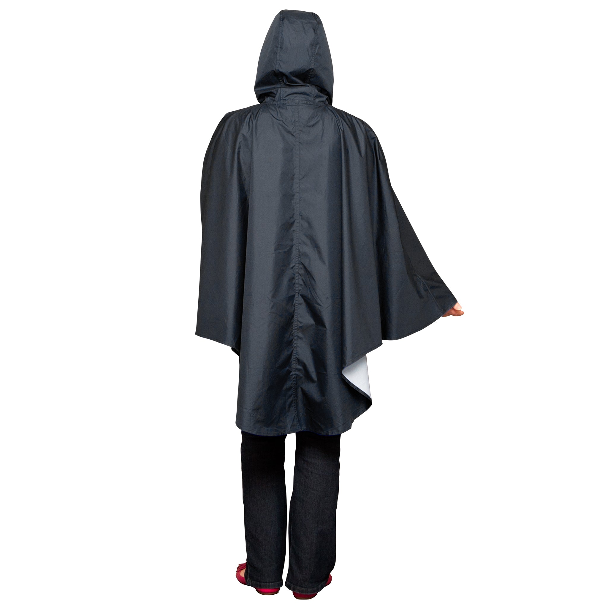 Women's Poncho in Black, back