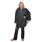 Women's Poncho in Black, hood down